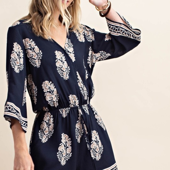 Navy Blue Romper - Picture 2 of 3